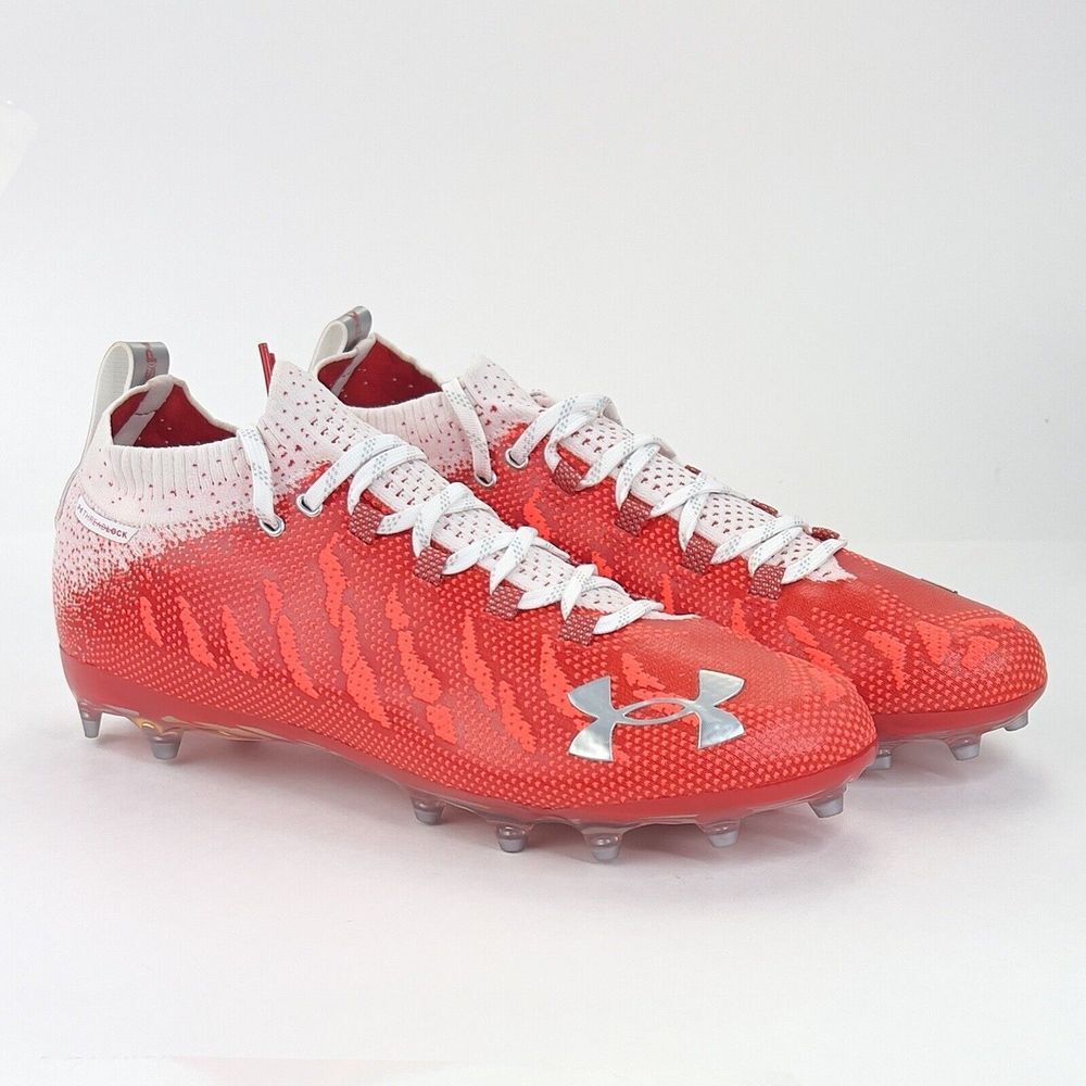 Men's 13.5 Under Armour Football Cleats Spotlight Threadlock Red 3022654-600